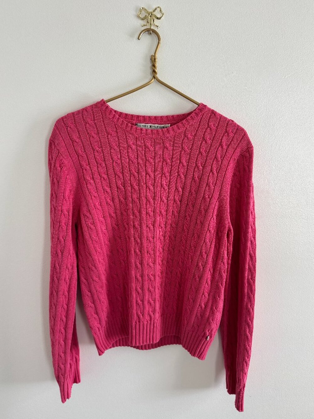 Tommy Hilfiger Pink Crewneck Cable Knit Sweater XL